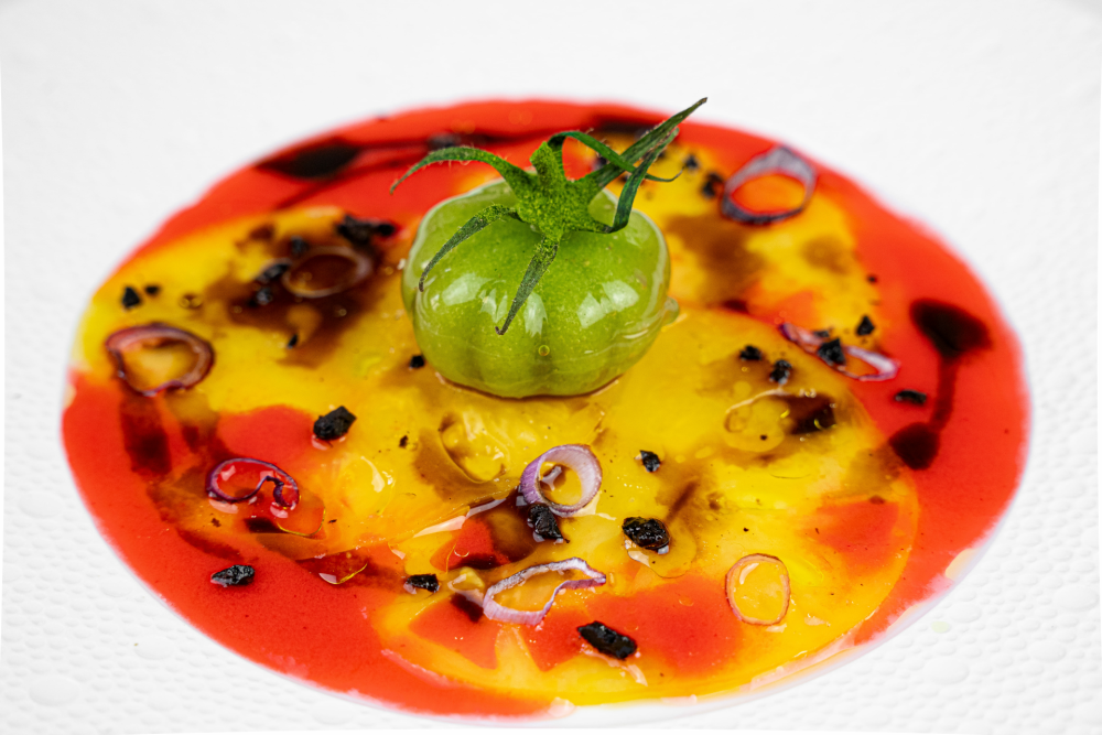Bursting tomato in summer colours