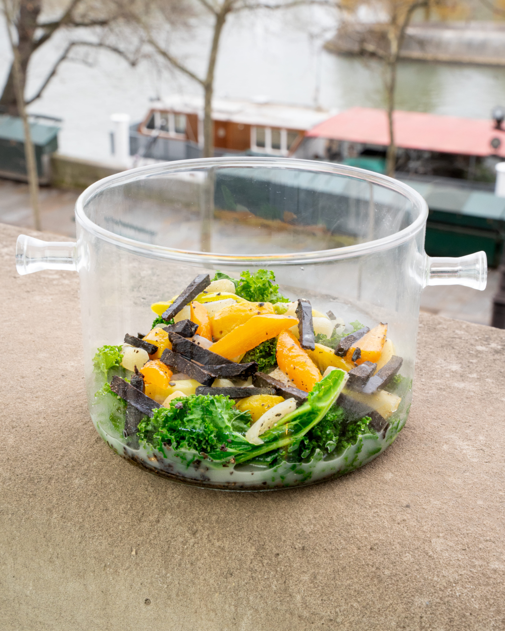 Medley of winter vegetables slow-cooked in a truffle bouillon €150